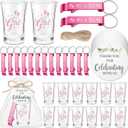 25 Set Baby Shower Favors for 25 Guests, It's a Girl Shot Glasses with Bottle Opener Keychains Floral Thank You Tags & Bags for Gender Reveal Party Baby Shower Game Prizes Guests Return Gift (Girl)