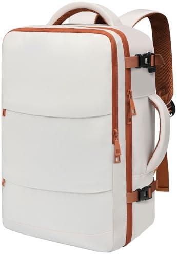 BAGAIL Travel Laptop Backpack, Carry on with USB Port, Luggage Bag for Holiday-Beige