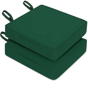 Patio Chair Cushion 22x40x3 Inch Waterproof Outdoor Seat Cushions for Patio Furniture 5-Year Color Fastness Garden Sofa Couch Chair Pads with Handle and Adjustable Straps (2 Pack, Green)