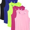 QWE 5 Pack Girls Tank Tops Dry-Fit Girls Sleeveless Undershirts Athletic Tank Tops for Teen Dance Performance 10-12Y