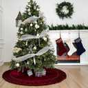 Tree Skirt & Stocking Set (60-Inch Ruffled Velvet Christmas Tree Skirt and Set of 3 Embroidered Velvet Stockings)