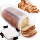 Clear Airtight Bread Storage Container with 4-Latch Lid, Tall Plastic Bread Box for Sandwich Loaves, Bagels & Baguettes, 5513 in BPA-Free Bread Keeper for Counter, Pantry & Freezer
