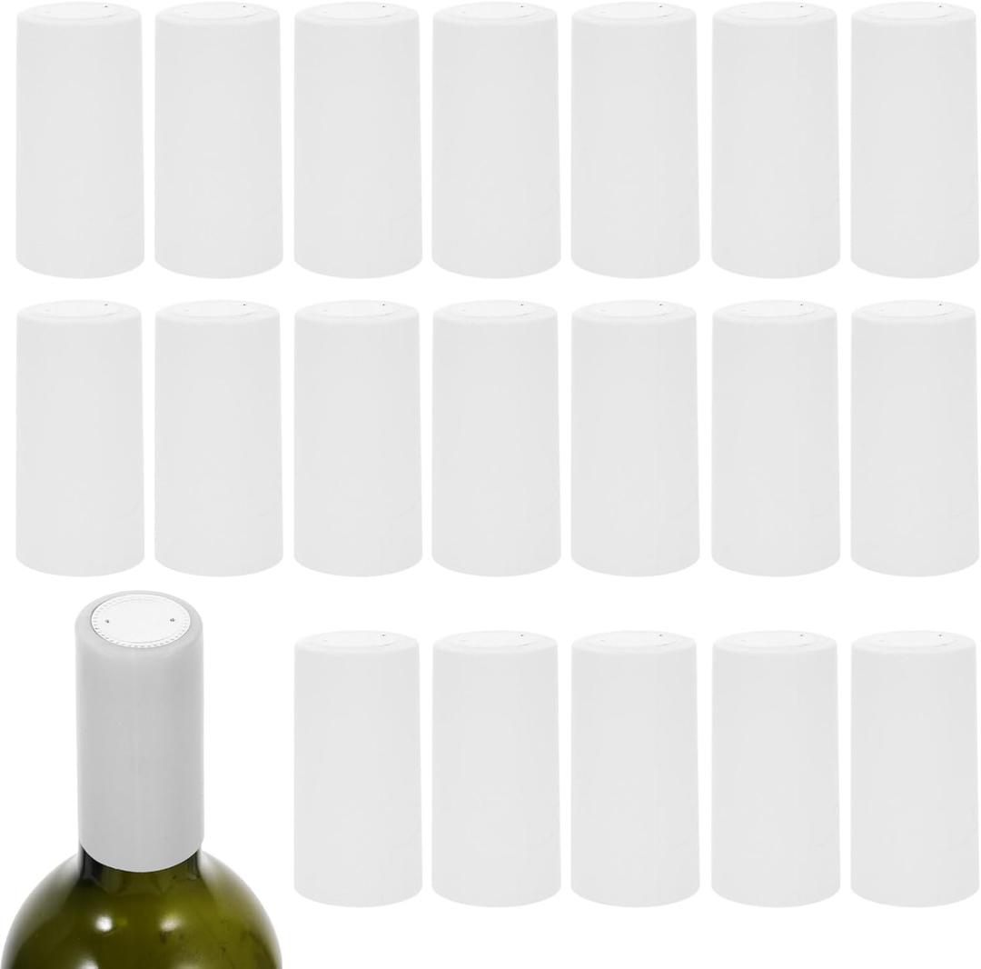 Kichvoe 100pcs Heat Shrink Capsules Wine Shrink Wrap Wine Bottle Corks Capsules for Wine Making Cellars and Home Use White
