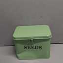 Seed Storage Organizer, T-Shape Compartment Seed Box with Safety Lock, Metal Seed Saving Box, Portable Seed Bin Container with Handle, Including 2 Pens 20 Plant Labels 50 Seed Envelopes-Green