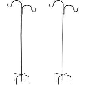 96cm (1cm Diameter) Shepherds Hooks for Garden Lights Adjustable Metal Stake Hangers Garden Heavy Duty Plant Hooks for Garden Lights Weddings Plant Baskets Lantern Bird (2 Pack Black)