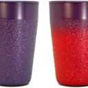 BiceThermo Drinking Cups, change color over 37 Celsius (98.6 F), 100% Recyclable Tumbler, for hot drinks, Dishwasher Safe, Made in Italy, 40cl, Purple/Red (Pack of 3)