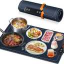 Warming Mat for Food, 6 Temp Adjustable Silicone Electric Warming Tray, Full Surface Heating Food Warmer, Timer & Safety Lock, Auto Shut-Off for Buffets Party (Blue)