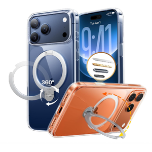 TORRAS Ostand Q3 Spin for iPhone 17 Pro Case Clear, 360 Magnetic Stand, Fit for MagSafe, Camera Control, Built-in Kickstand, 4X Military-Grade Shockproof Slim Phone Case for iPhone 17 Pro, 6.3''