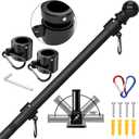 ZMTECH Flag Poles for Outside House Residential or Commerical, 1 Inch Tangle Free Flag Pole Kit for American Flag (Black, 7FT)