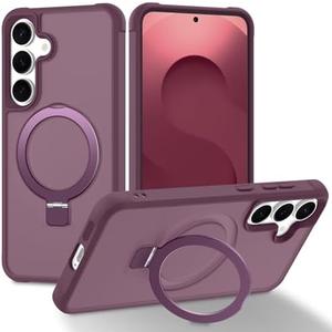 CHAOFEnG Magnetic Compatible with Samsung Galaxy S25+ & S24+ Case with Stand [Military Grade Drop][Compatible with Magnet] Ring Holder Translucent Slim Hard Back Soft Edge, Red