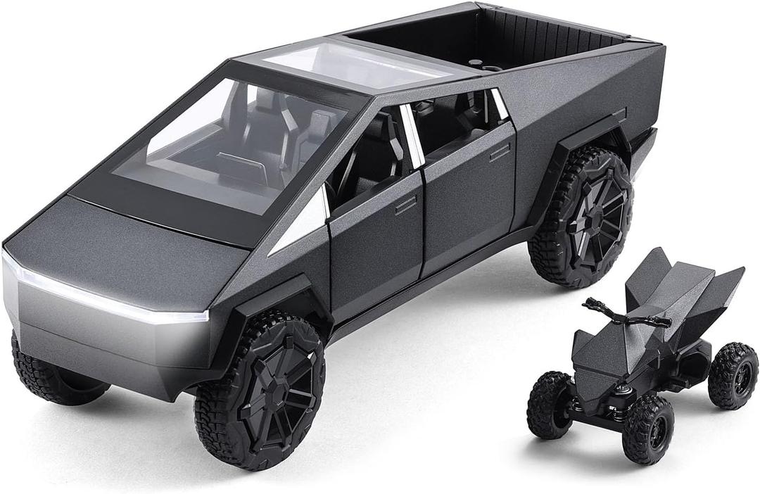 1/32 Truck Toy Metal die-Casting Model car boy Toy Truck for 3 Ages and up with Lights and Sounds (Small, Grey)