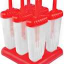 Tovolo Groovy Popsicle Molds (Set of 6) - Mess-Free & Reusable Ice Pops with Sticks for Homemade Freezer Snacks/Dishwasher-Safe, BPA-Free Red
