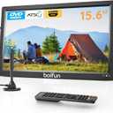 Boifun 15.6" Portable TV with Antenna, DVD Player Built-in, FM Radio, 5000mAh Battery, Support HDMI Input/USB/TF/AV Out and Multiple Disc Formats, Small TV DVD Combo for Camping Patio RV Kitchen,Black