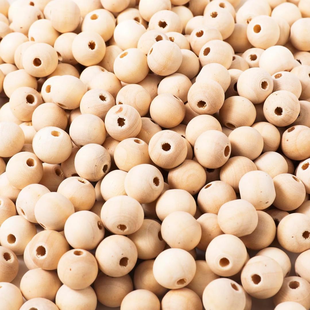 200pcs 12MM Wood Beads Natural Unfinished Round Wooden Loose Beads Wood Spacer Beads for Craft Making Decorations and DIY Crafts (12mm)