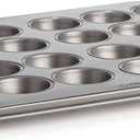 Cooking Light Mini Muffin Pan Carbon Steel Quick Release Coating, Non-Stick Bakeware, Heavy Duty Performance, 24-Cup, Gray