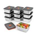 fecoqi 10 PCS(20oz) Stainless Steel Food Storage Containers With Lids | Snack Containers for Kids, Freezer Safe, Microwave Safe | Metal Containers For Meal Prep, Leftovers, Freezer