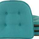 Klear Vu Omega Non-Slip Chair Cushions, Assembled in USA, U-Shaped Skid-Proof Seat Pads for Dining Room, Kitchen, Office, 15"x16", Solid Teal Blue, 4 Pack