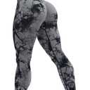 HIGORUN Tie Dye Workout Seamless Leggings for Women High Waist Gym Leggings Yoga Pants (XX-Large, #1 Black)
