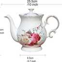 European Style Ceramic Flower Teapot Coffee Pot Water Pot Porcelain Gift Large 5.5 Cups (1, Rose)
