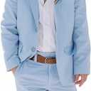 Boys Linen Suits Beach Wedding Suit Summer Slim Fit 2 Piece Kids Lightweight Linen Suit Jacket Pant Set (18 Years, Sky Blue)