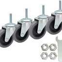 MySit Casters Wheels, 3-Inch Threaded Stem TPR Caster 3/8"-16 x 1-1/2", Heavy Duty Thermoplastic Rubber Wheel 450lbs Load Capacity, Set of 3