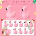 Honoson 24 Pcs Flamingo Rubber Duckies Bulk Flamingos Party Favors Bath Pool Floating Squeak Rubber Ducks for Birthday Party Decoration Cake Decoration(Cute,Light Pink)