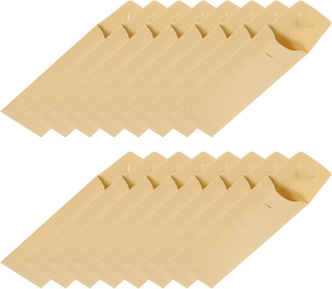 uxcell 100 Pcs Paper Silverware Bags 7.7 x 2.8 Inch Disposable Silverware Sleeves Sealable Oilproof Kraft Paper Bag Utensil Holder for Cutlery Spoon Chopsticks, Brown