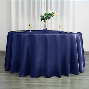 fani 12 Pack 120 inch Navy Blue Satin Tablecloth - Premium Bright Silky Round Tablecloth Overlay Smooth Fabric Table cover, Table Decoration for wedding Party Banquet Restaurant Kitchen Dining ( Navy Blue )