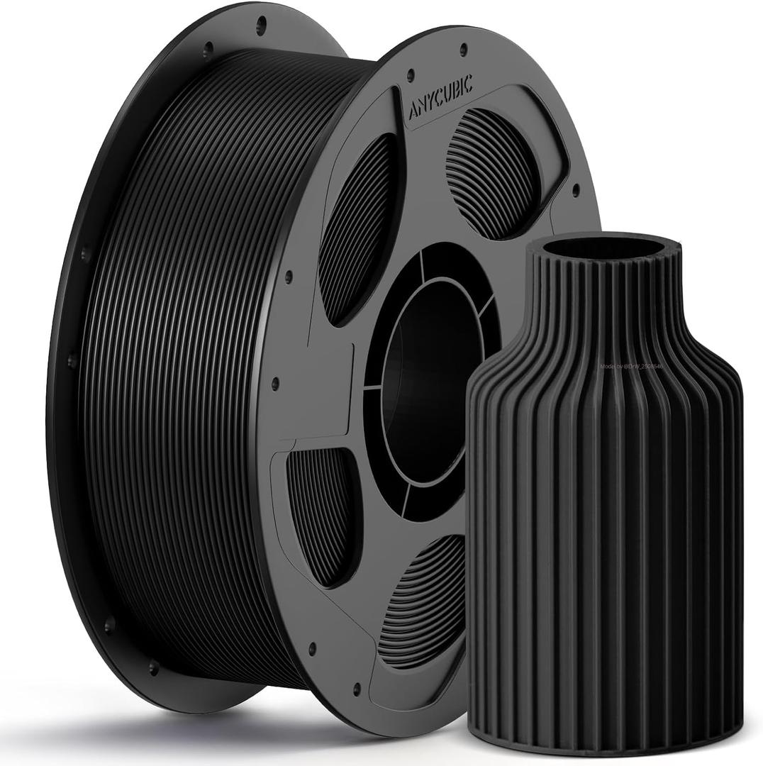 ANYCUBIC PETG Filament 1.75mm, 3D Printer Filament, Dimensional Accuracy +/- 0.02mm, Exceptional Toughness and Long-Lasting Print with Most FDM 3D Printers, 1KG Reusable Spool, Black