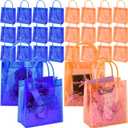 Sweetude 24 Pack Blue and Orange Birthday Decorations Gift Bags with Handles PVC Clear Goodie Bags Party Dart Gift Bag Anime Party Favors Cartoon Supplies Sports Team Group Event Prize