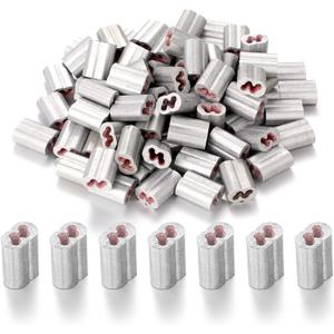 100 Pcs 100 Barbed Wire Crimp Sleeves Gritted Crimping Sleeve 2-3 Silver Provides Superior Wire Gripping Quick Splice in Line Strainer Loops (for 12.5 Ga)