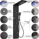Shower Panel LED Rainfall Waterfall Shower Head Light Bathroom Shower Panel Tower System Rain Massage 6-Functions with Handheld Shower Tub Spout Body Jet Temperature Display Wall Mount