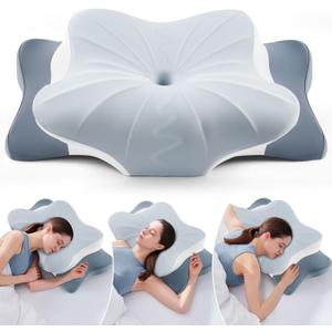 DONAMA Cervical Pillow for Neck and Shoulder, Contour Memory Foam Pillow, Ergonomic Neck Support Pillow for Side Back Stomach Sleepers with Pillowcase
(Queen Size 24.8"Lx14.96"Wx5.51"H, Blue)