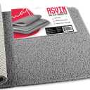 Asvin Soft Textured Bath, Shower, Tub Mat, 24x16 Inch, Phthalate Free, Non Slip Comfort Bathtub Mats with Drain, PVC Loofah Bathroom Mats for Wet Areas, Quick Drying (Grey)