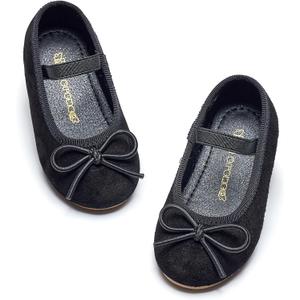 Kiderence Girls Flat Mary Jane Shoes School Party Dress Ballerina Black Shoe (Toddler 12/ Little Kids)