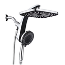 KESTE 12 Inch High Pressure Rain Shower Head with Handheld Spray Combo, 3+8+2 Spray Setting, Built-in Magnetic Docking, Dual Showerheads for Bathroom, Anti-Clog,Silver Chrome