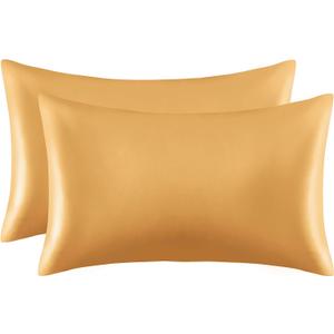 P Pothuiny 2-Piece Satin Pillowcases Queen Size Luxury Gold Silky Satin Pillow Cases for Hair and Skin, Wrinkle Fade Resistant, Pillow Cover with Envelope Closure
