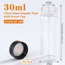 1oz Clear Glass Vials with Lid 100pcs 30ml Screw Caps Liquid Sample Bottle for Essential Oil