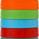 AOZITA Wide Mouth Mason Jar Lids [8 Pack] for Ball, Kerr and More - Colored Plastic Storage Caps for Mason/Canning Jars - Leak-Proof, Dishwasher Safe & Food Grade