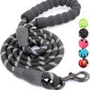 BAAPET Dog Leash with Comfortable Padded Handle and Highly Reflective Threads for Small Medium and Large Dogs (5FT-1/ 2'', Black)