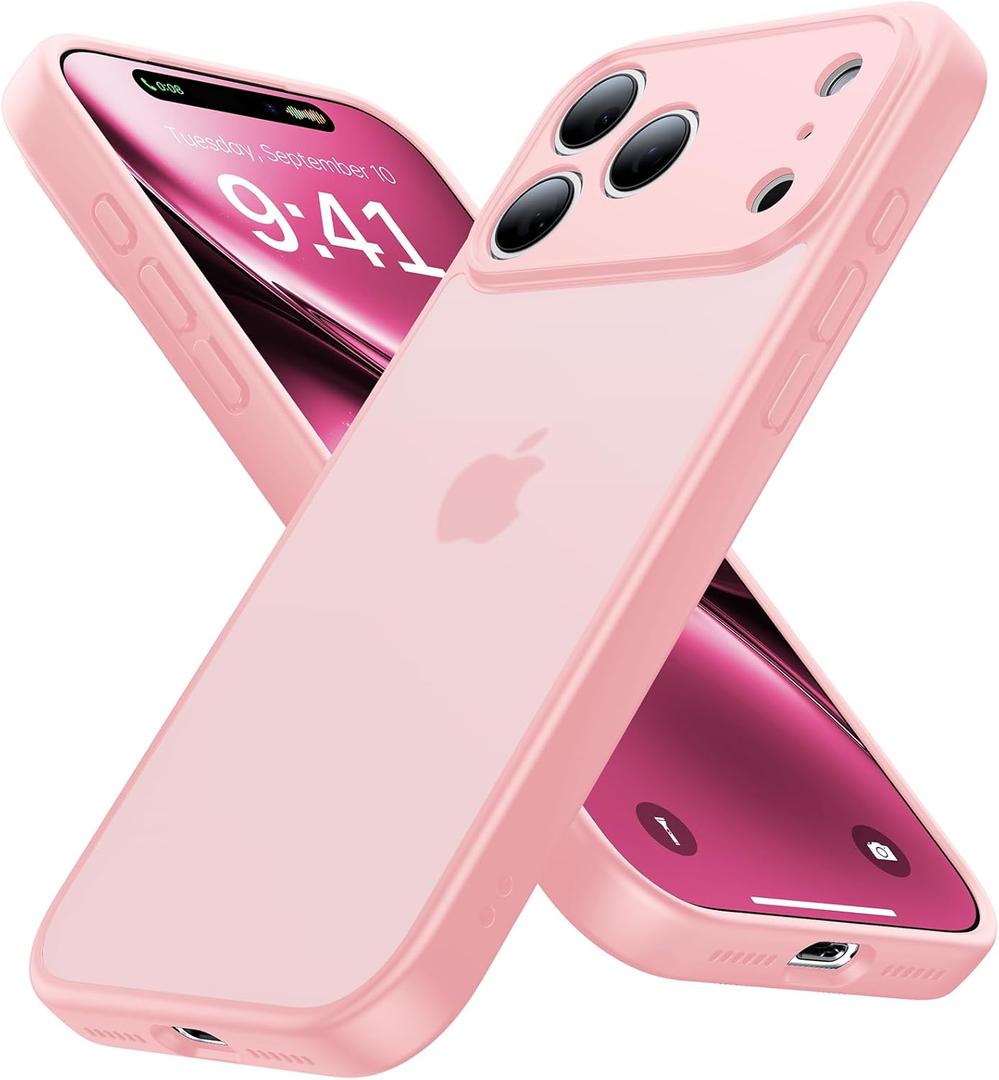 for iPhone 17 Pro Case [16FT Military Grade Shockproof], Anti-Slip Anti-Scratch, Slim Translucent Frosted Matte Phone Cover, Case for iPhone 17Pro 6.3", Pink