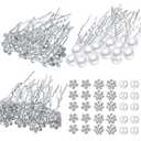 60 Pieces Bridal Hair Pins Accessories Pearl Rhinestone Flower U Shape Clips Jewelry Prom Hair Barrettes Decorations for Brides Bridesmaids Women