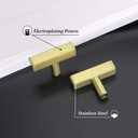 25 Pack Gold Cabinet Knobs Brushed Gold Drawer Knobs T Brass Cabinet Pulls for Kitchen Cupboard & Drawer Hardware