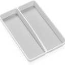 madesmart Classic Mini Utensil Tray, Soft Grip, Non-Slip Kitchen Drawer Organizer, 2 Compartments, Multi-Purpose Home Organization, BPA Free, White