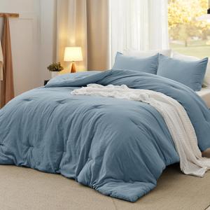 Bedsure King Size Comforter Set, Mineral Blue Soft Prewashed Bedding for All Seasons, 3 Pieces GentleSoft Down Alternative Bed Set, 1 Lightweight Comforter (104"x90") and 2 Pillowcases (20"x36")