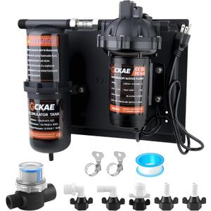 RV Water Pump 110V DC 7.5GPM 80PSI and 1L 125PSI Pre-Pressurized Accumulator Tank, Ultra-Quiet Water Pressure System for Homes, RVs, Irrigation & Marine Use
