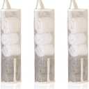 Hanging Sock Organizer, 3 Pack Mesh Storage Bags with Top & Bottom Access, Holds 7-10 Pairs, Closet Organizer for Underwear, Scarves, & Small Items