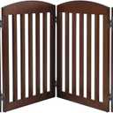 SPIRICH 96" Extra Wide 28" Tall Dog Gate Indoor, Dog Gates for Doorways, Stairs, The House, Wooden Freestanding Foldable Pet Gate, Step Over Puppy Gate, 4 Panels, Brown (Warm Pecan)