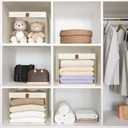 Linen Closet Organizers and Storage, Closet Storage Bins Basket Organizer, Foldable Organization Baskets with Mesh Window for Clothes Towels and Toys, 14.5" x 14.5" x 10.25", Beige, 4 pack