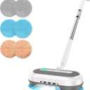 Cordless Electric Spin Mop, Electric Floor Cleaner with Water Sprayer & LED Headlight, 50mins Working Time, 290ml Water Tank, Adjustable Tube, Self-Propelled Multi-Surfaces Floor Mop for Home Cleaning